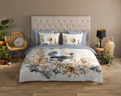 Good Morning dekbedovertrek bloemen en vogels - 1 persoons 140x200/220 cm - Multi - 100% Katoen renforc�