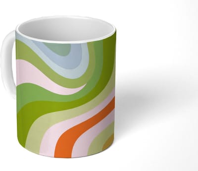 Mok - Koffiemok - Lijnen - Pasteltinten - Golvend - Mokken - 350 ML - Beker - Koffiemokken - Theemok