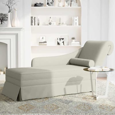 vidaXL - Chaise - longue - met - bolster - en - rechterarmleuning - fluweel - crème