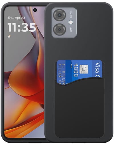 Geschikt voor Motorola Moto G75 Telefoonhoesje met Siliconen Pasjeshouder - Flexible Back Cover Case Siliconen TPU with Silicone Cardslot - Zwart - Smartphonica geschikt voor Motorola Moto G75