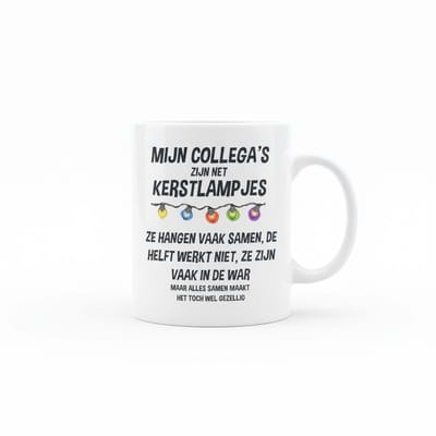 Mijn Collega’s Zijn Net Kerstlampjes Keramische Mok 330 ml – Grappige Kantoor Kerst Quote Koffie- en Theemok