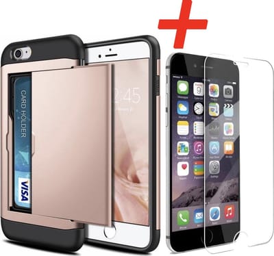 Geschikt voor Apple iPhone 6 / 6s Backcover | Roze | Pasjeshouder