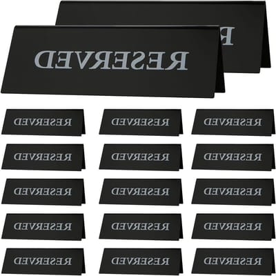 Tafelreserveringsborden - Gereserveerde borden - Tafels reserveren - Dubbelzijdig display - 15 x 5 cm - Zwart
