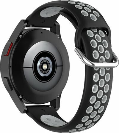 By Qubix - Geschikt voor Garmin bandje - Siliconen sportbandje met gesp - Zwart + grijs - Geschikt voor Garmin Vivoactive 6 / 5 / 3 - Smartwatch bandje 20mm