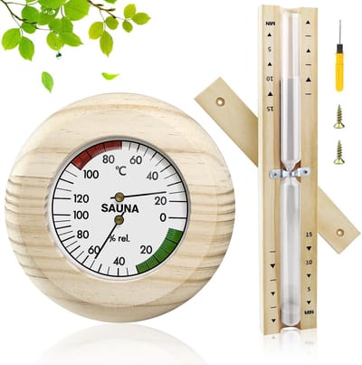 Dailygoods- Saunathermometer met Hygrometer - Houten Set - Hittebestendig - Duurzaam - Decoratief - Voor Sauna - Sauna Thermometer