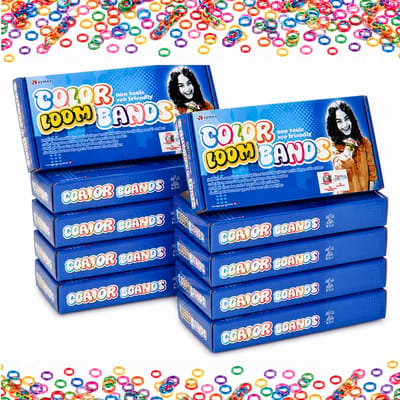 Loom Starter Set voor Kinderen – 10 sets met 6.000 elastiekjes, 10 loomborden, haaknaalden & instructies – Creatief Plezier voor Kinderfeestjes en Groepsactiviteiten