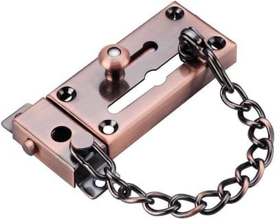 Deurketting met slot - Extra beveiliging - Voordeur beveiligen - Roestvrij staal - 10x5x5 cm - Rood brons