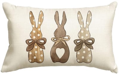 Vt products - Kussensloop - Drie konijnen Pasen - Seizoensgebonden decoratie - 30 x 50 cm - Woonkamer - O-drie hazen
