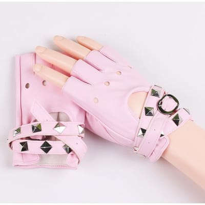 Gants de Danse Cool Longue Chaîne Cuir Dames Punk Sexy Performance Boîte de Nuit Pole Dance Gants One size white