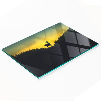 Decoratieve glazen snij- en serveerplank met hertenmotief, 80x52 cm