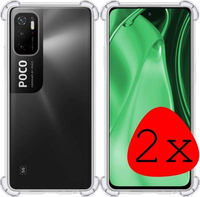 Hoesje 2 Stuks - Geschikt voor Xiaomi Poco M3 Pro - Sterk & Shockproof - Siliconen Case - Back Cover - Telefoon Hoes Shock Proof - Transparant