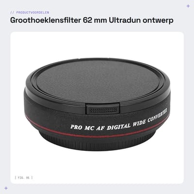 Dailygoods- Groothoeklensfilter 0,45x Ultradun - Diameter 62 mm - Aluminiumlegering - Optisch Glas - Geschikt voor SLR-camera's - Vergroot kijkhoek - Groothoeklens