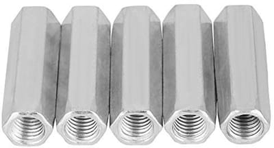 Dailygoods- Zeskantmoer Lange Schroefdraad - Koolstofstaal - Verzinkt - M10 x 50/40 mm - 5 Stuks - Hoogwaardige Bevestigingsmaterialen - Moeren