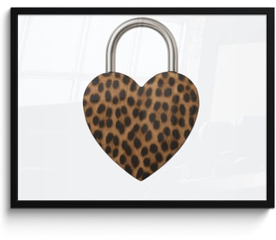 Poster in lijst - Fotolijst 70x50 cm - Posters - Slot - Hartvormig - Bruin - Panterprint - Posterlijst zwart - Decoratie - Wanddecoratie woonkamer - Muurdecoratie slaapkamer
