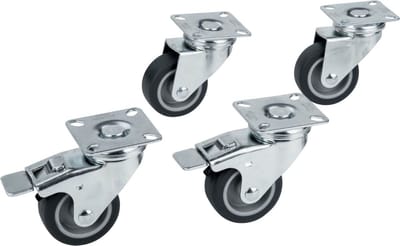 Parkside Transportwielen - Soepel lopende wielen - 360° draaibaar - Zwenkwielen zacht - Set van 4 wielen