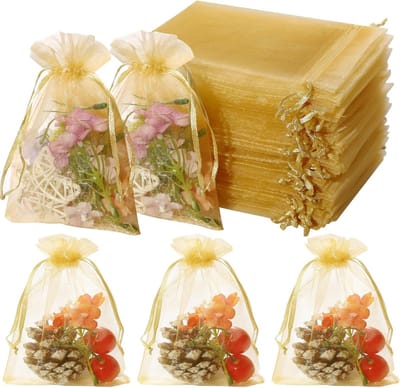 Fruitbeschermingszakjes met trekkoord (set van 50) – Fruit- en groentezakjes – Effen organzazakjes – Beschermende gaaszakjes voor de tuin – Zakjes met trekkoord – Fruitzakjes – Snoepzakjes – 15 x 20 cm