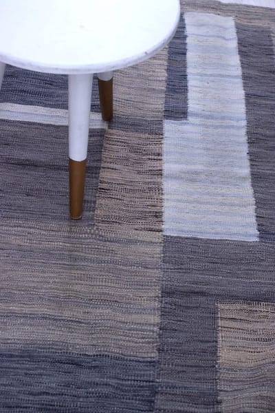 Grijs Tapijt Laagpolig Handgeweven Wollen Vloerkleed - Koho Afghan Modern Kelim 141x100 - 141x100cm- Modern - Woonkamer - Salon - Slaapkamer - Eetkamer