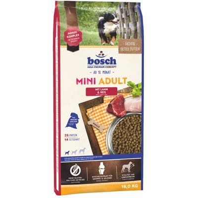 bosch HPC Mini Adult mit Lamm & Reis | Hundetrockenfutter fur ausgewachsene Hunde kleiner Rassen (bis 15 kg) | 1 x 15 kg