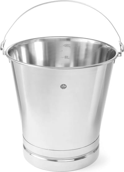 Seau Gastronomique pour la cuisine en acier inoxydable avec anneau et graduation 10L Hendi 516683