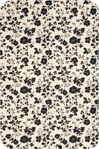 Badmat 60x90 cm - Antislip - Bloemen - Dessin - Zwart - Badmatten voor badkamer - Badkamermat - Douchemat - Badkamer mat