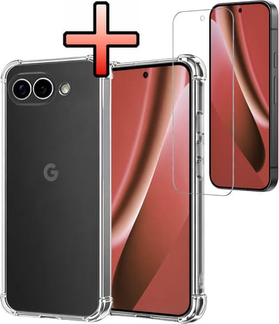 Hoesje - Met Screenprotector - Geschikt voor Google Pixel 10a - Sterk & Shockproof - Siliconen Case - Back Cover - Telefoon Hoes - Shock Proof - Transparant