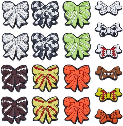 Siliconen Focal Kralen Bal Thema Strik Siliconen Kralen Boog Focal Bead Gemengde Kleur PVC Plastic Kralen Voor Sieraden Maken Ketting Oorbel Craft Supplies