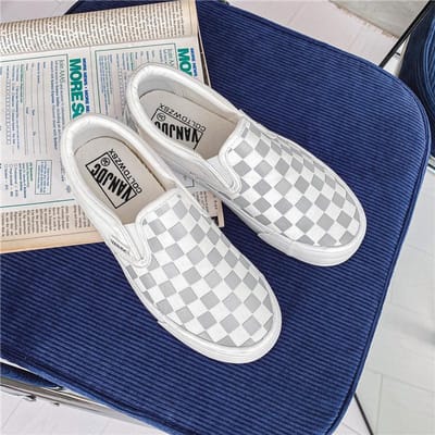 Nieuwe Canvas Schoeisel met Schaakbord voor Dames Casual Sneakers Dames Wandelschoenen Instappers Loafers Sportschoenen Baskets Femme Compensées 36 gray