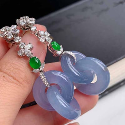 Ingelegde Natuurlijke Chalcedoon Lavendel Ineengrijpende oorbellen voor dames Chinese Stijl Zoete Lichte Luxe Verlovingssieraden black
