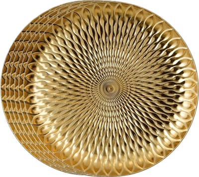 House of Seasons Kerstdiner/diner onderborden - 4x - goud - D33 cm - gerecycled plastic- rond