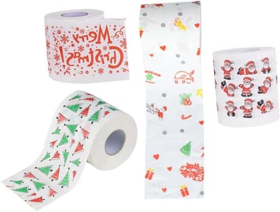 Toilettenpapier Kerstpatroon - Wegwerp Tissues - Feestelijke Decoratie - Zonder Fluorescentiemiddel - 4 Rollen - Diverse kleuren
