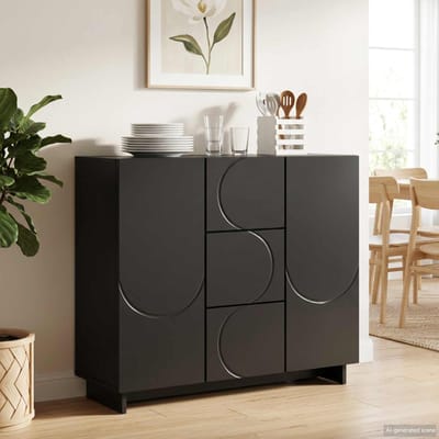 vidaXL - Dressoir - Zwart - 85,5 - x - 31 - x - 75 - cm - Bewerkt - hout