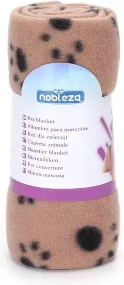 Nobleza Fleecedeken - Dierendeken - hondendeken - kattendeken - Beige - 120 x 100 cm - M