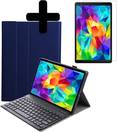 Hoesje - Geschikt voor Samsung Galaxy Tab A 10.1 (2019) - Met Screenprotector - Toetsenbord Case - Keyboard Book Cover - Hoes - Donkerblauw