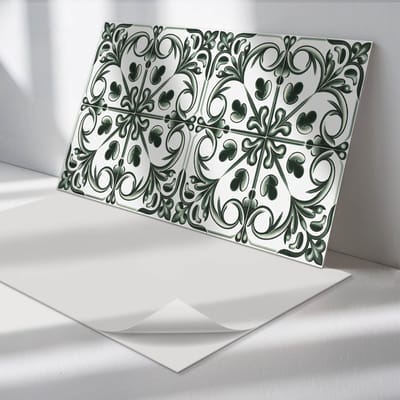 Wallfluent Vinyl Wandpaneel - Plantenpatroon in tegel Zelfklevend Wandpaneel - 100 cm x 50 cm - Groente PVC wandpaneel - Set van 1 - Rechthoekig Wandbekleding Vinyl - Texturen Wandpaneel - PVC Muurpaneel - Wandpaneel Keuken en Badkamer
