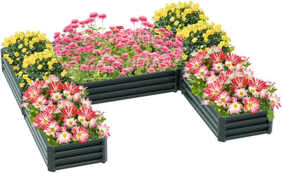 Outsunny-Tuinbed-Gekleurd staal-245x242x31cm-Groente