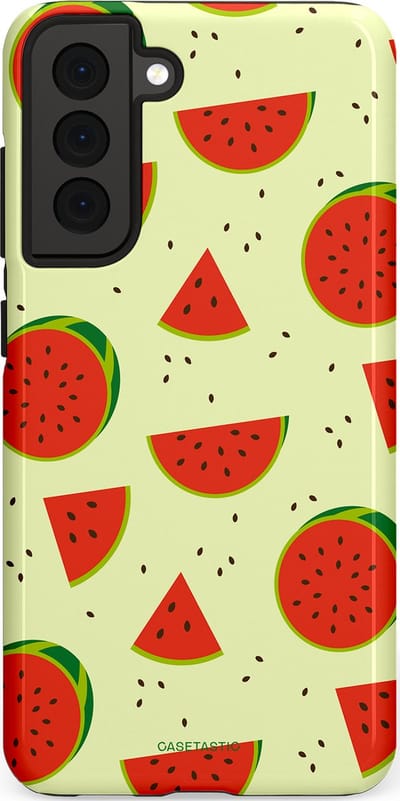 Casetastic Hoesje Geschikt voor Samsung S21 FE - Stijlvolle Beschermende Duo-layer Case - Meloen Moment