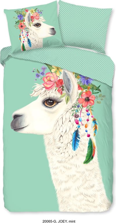 Good Morning dekbedovertrek lama - 1 persoons 140x200/220 cm - Mint - 100% Katoen renforc�