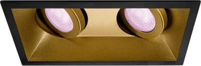 Inbouwspot Youri met Philips HUE White and Color - Voor binnen / woonkamer / keuken / slaapkamer - inbouwspot - Goud / Zwart - dubbele verdiepte spot - IP20 - GU10 - Buitendiameter: Dubbele spot - boorgat: Vierkante uitsparing - min. Inbouwdiepte: 90