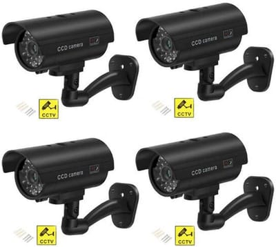 BW Kwaliteit Dummy Bewakingscamera's, CCTV-dummy, voor binnen en buiten, met knipperend licht, 4 stuks