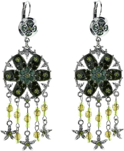 Behave - Statement oorbellen groen bloemdesign - Bohemian chic look