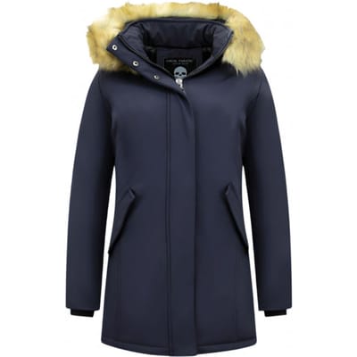 Dames Winterjas met Imitatie Bontkraag - Slim Fit - Blauw