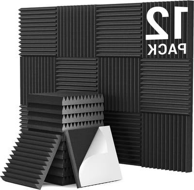 Zelfklevend Akoestisch Schuim Panelen - 12 Pack-30×30×5 cm - 3D Piramide Ontwerp - Geluidsabsorptie - Thuis en Studio - Zwart acoustic panels