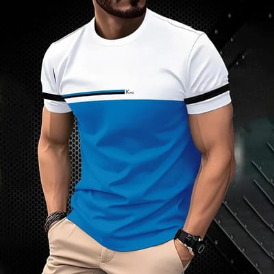 Zomerse Casual T-shirts voor Mannen Kenmerken Eenvoudige Ronde Hals Korte Mouwen, Outdoor Kleding en Ademend Vermogen. 4XL blue