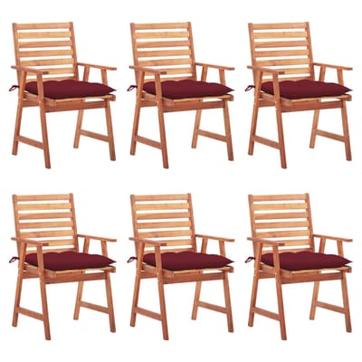 vidaXL - Tuinstoelen - 6 - st - met - kussens - massief - acaciahout