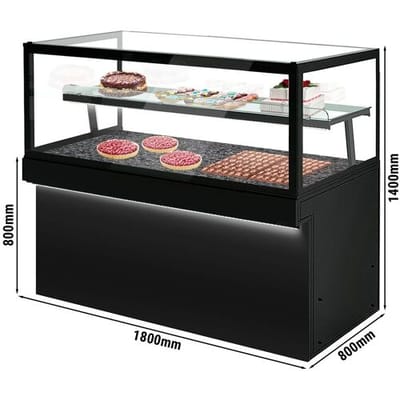 GGM Gastro Kuchentheke TORONTO - 1800mm - schwarze Front - mit 2 Ablagen