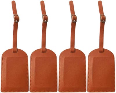 Waterdichte PU Leren Reis Identificatie Hangers - 4 Stuks, Aangepaste Horizontale Bagagetags met Gesp voor TSA, Perfect voor Reizen en Organisatie