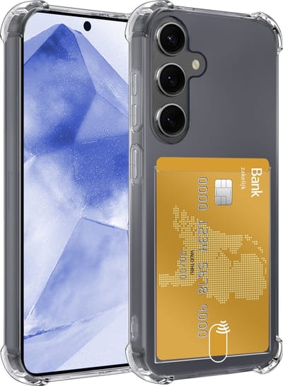Hoesje - Geschikt voor Samsung Galaxy A55 - Met Pashouder en Kaarthouder - Telefoon Hoes Shockproof - Siliconen Case - Shock Proof - Back Cover - Pasjes Houder - Telefoonhoes - Transparant