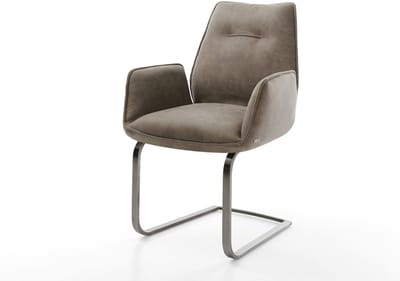 Sledestoel Zoa-Flex sledemodel vlak grafiet microvelours taupe vintage pocketveer kern