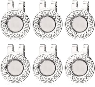Allecto - Magnetische Golfhoedclips - Golfaccessoires - Set van 6 - Zilver - Golfbalmarkeringhouder - Perfect voor Golfliefhebbers - Handige Hoedclip