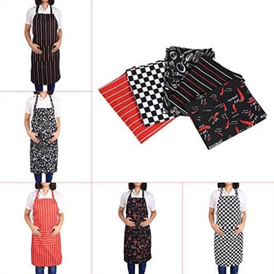 Dailygoods- Keukenschort Verstelbaar Waterdicht - Polyester - Comfortabel - Met Zakken - Geschikt voor Mannen/Vrouwen - Chili Patroon - Schort